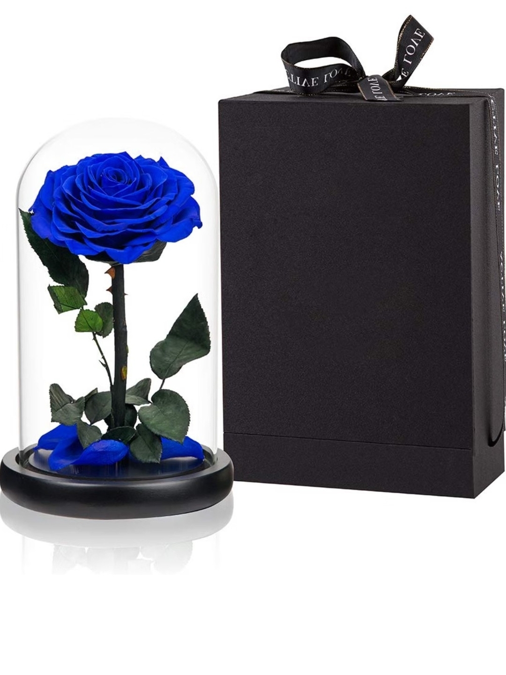 Perfectione Roses - Preserved Real Blue Rose in Glass Dome - Elegant Home Accent